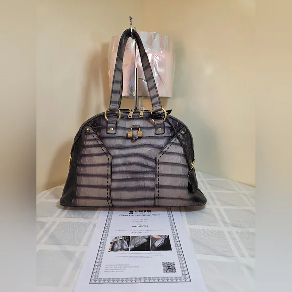 YSL Rive Gauche Embossed Suede Muse Bag. With COA. VGUC - Picture 2 of 14